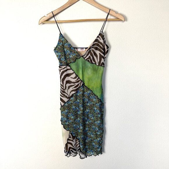 Dolls Kill Dresses & Skirts - Dolls Kill Blue Blush Mixed Print Babydoll Mini Dress Womens Small Maximalism